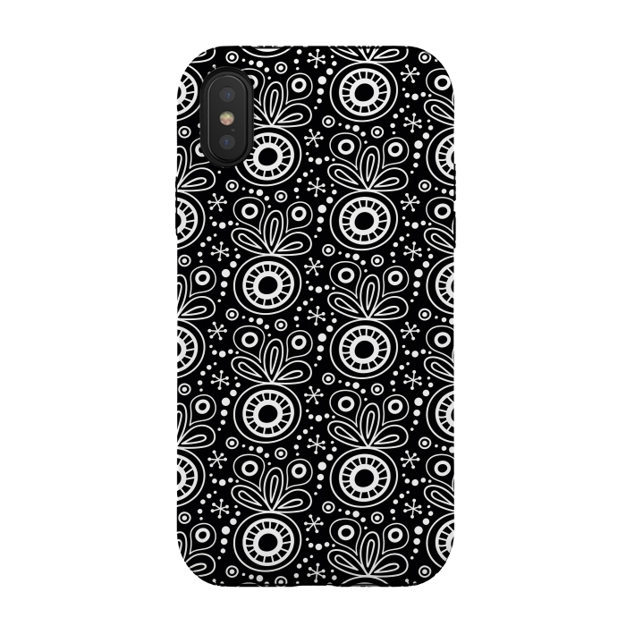 iPhone Xs / X StrongFit Abstract Doodle Pattern Black by Majoih