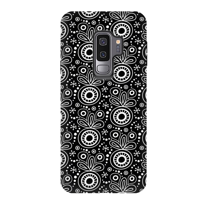 Galaxy S9 plus StrongFit Abstract Doodle Pattern Black by Majoih