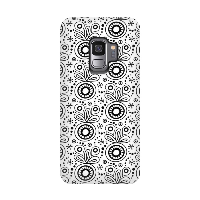 Galaxy S9 StrongFit Abstract Doodle Pattern White by Majoih