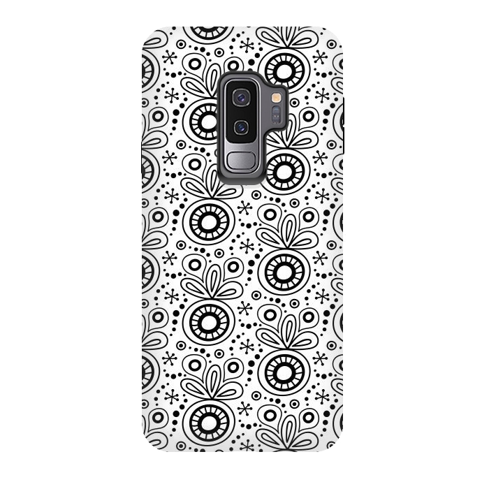Galaxy S9 plus StrongFit Abstract Doodle Pattern White by Majoih