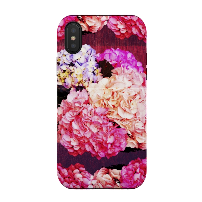 iPhone Xs / X StrongFit Hortencias Rosas y Azules by Rossy Villarreal