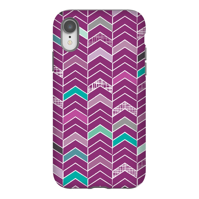 iPhone Xr StrongFit Chevron Purple by Rosie Simons
