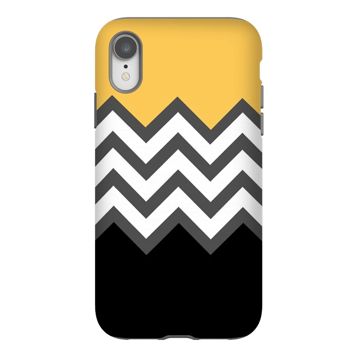 iPhone Xr StrongFit Color Blocked Chevron Black Yellow by Josie Steinfort 