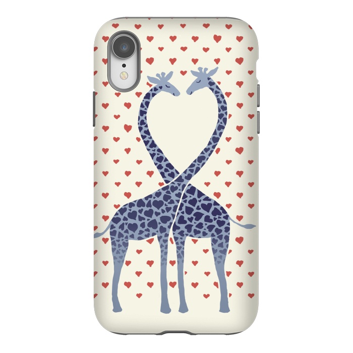 iPhone Xr StrongFit Giraffes in Love a Valentine's Day illustration by Micklyn Le Feuvre