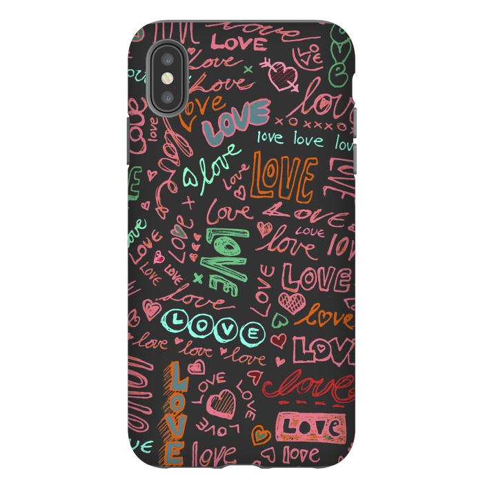 iPhone Xs Max StrongFit Love Love Love ballpoint doodles by Micklyn Le Feuvre