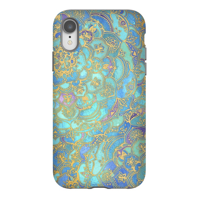 iPhone Xr StrongFit Sapphire and Jade Stained Glass Mandalas by Micklyn Le Feuvre
