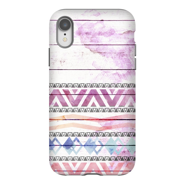 iPhone Xr StrongFit Aztec Wood Watercolor by Girly Trend