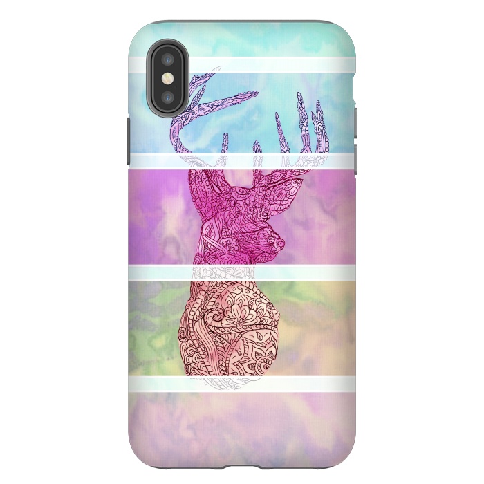 iPhone Xs Max StrongFit Deer Vintage Stripes Paisley Photo by Girly Trend