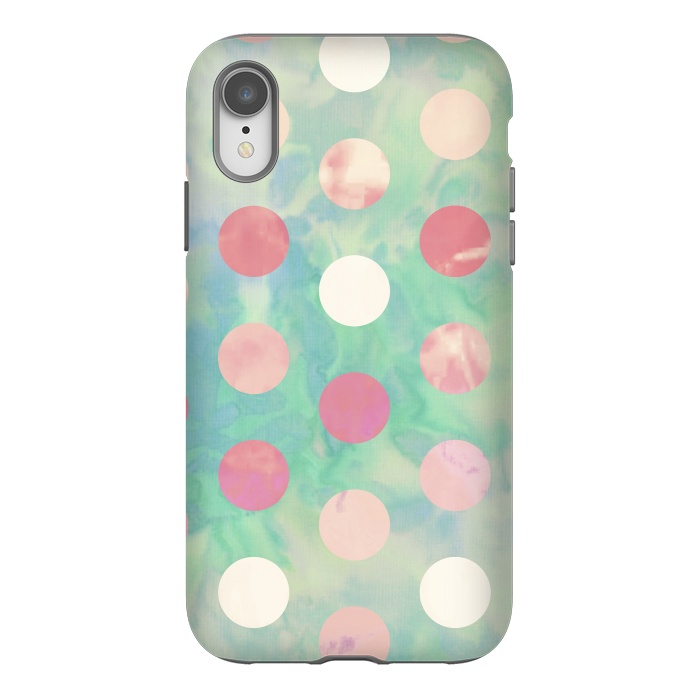 iPhone Xr StrongFit Polka Dots Watercolor Front by Girly Trend
