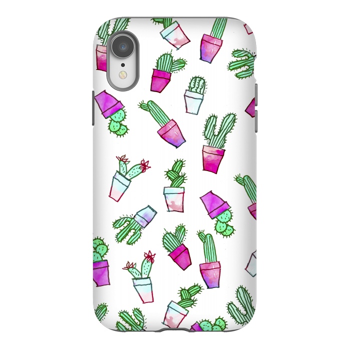 iPhone Xr StrongFit Whimsical Hand Drawn cactus pattern  by Girly Trend