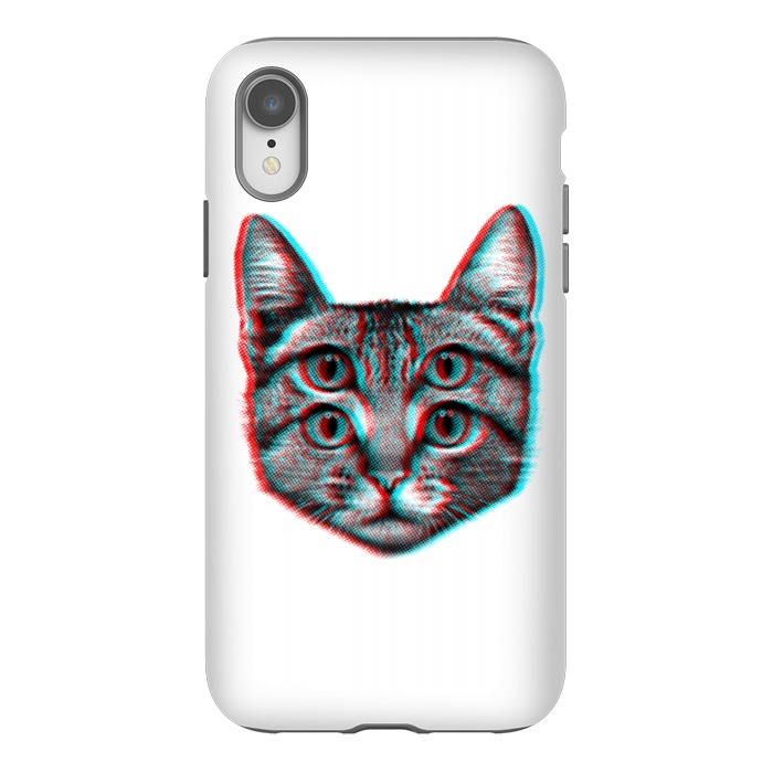 iPhone Xr StrongFit 3D Cat by Mitxel Gonzalez