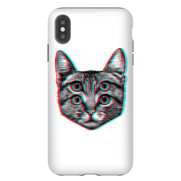 iPhone Xs Max StrongFit 3D Cat by Mitxel Gonzalez