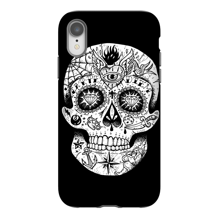 iPhone Xr StrongFit Tattooed Skull by Mitxel Gonzalez