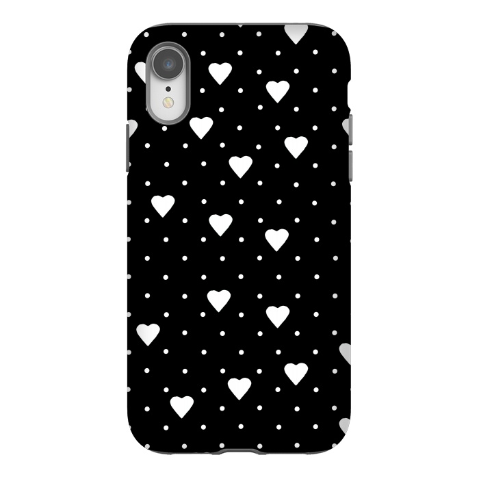 iPhone Xr StrongFit Pin Point Hearts White by Project M