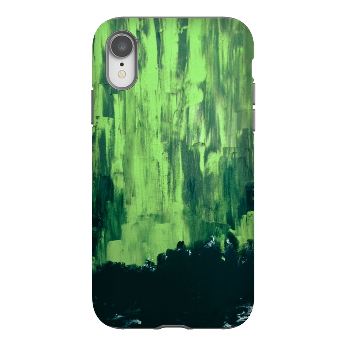 iPhone Xr StrongFit Lime Green Northern Lights by ANoelleJay