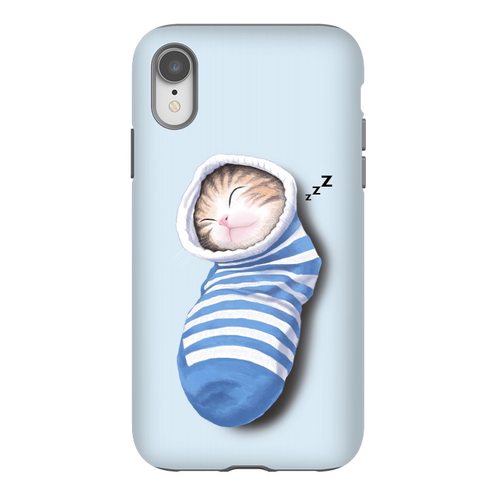 iPhone Xr StrongFit Cat in The Sock by Tummeow