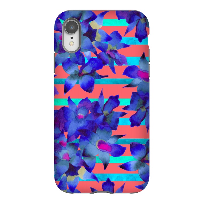 iPhone Xr StrongFit Coral Stripes by Amaya Brydon