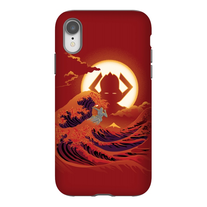 iPhone Xr StrongFit Surfing with the Alien by Samiel Art
