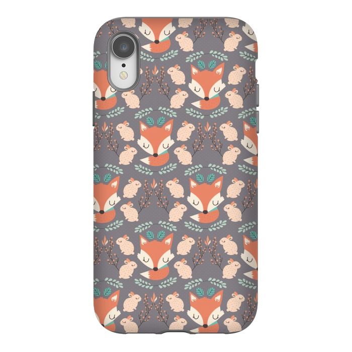 iPhone Xr StrongFit Foxes and bunnies by Maria Jose Da Luz