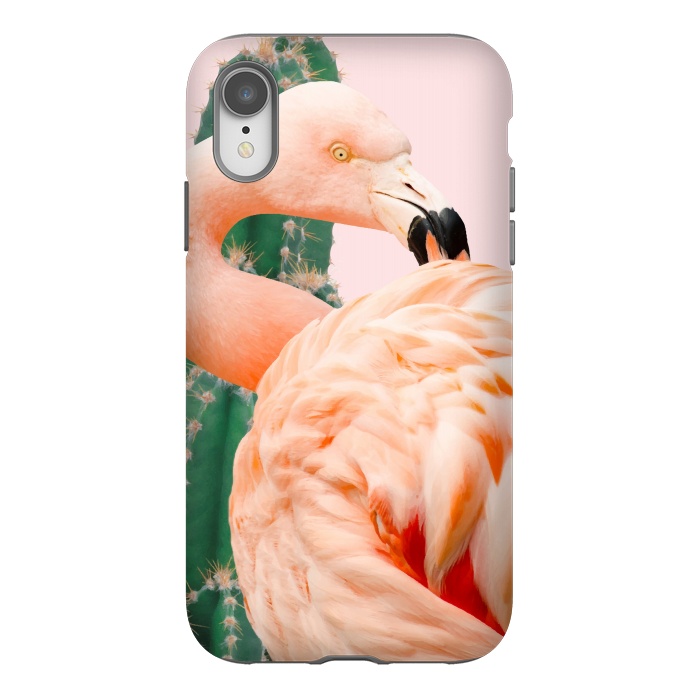 iPhone Xr StrongFit Flamingo & Cactus by Uma Prabhakar Gokhale