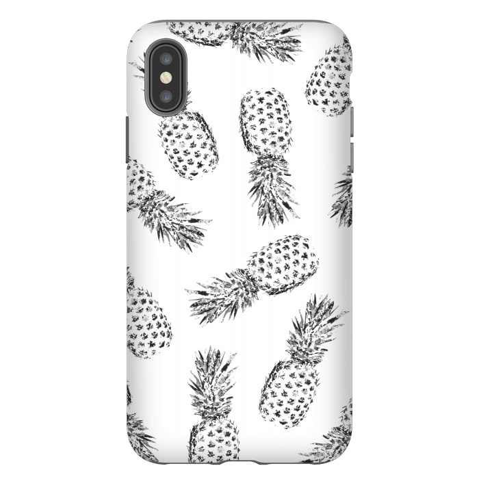 iPhone Xs Max StrongFit Pineapples black and white by Rui Faria