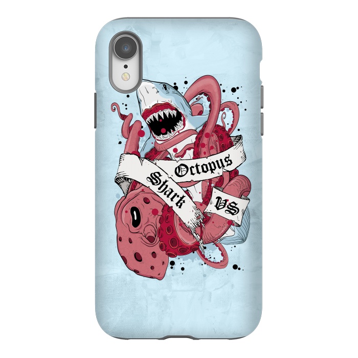 iPhone Xr StrongFit Shark vs Octopus by Sitchko