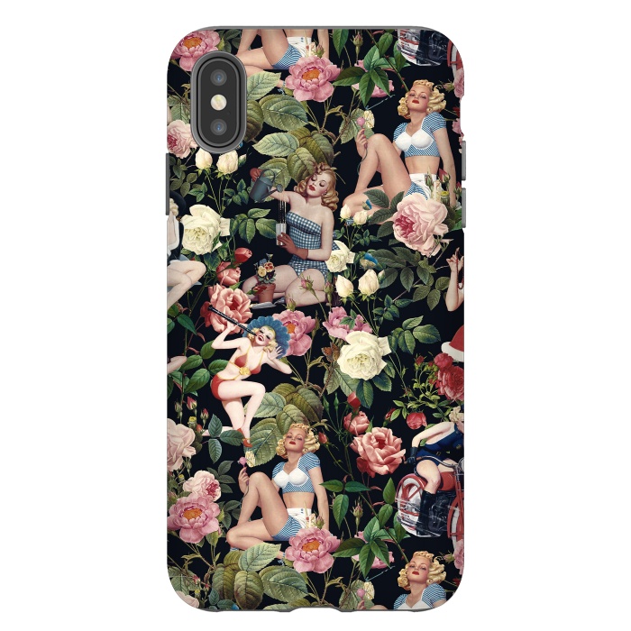 iPhone Xs Max StrongFit Floral and Pin Up Girls Pattern by Burcu Korkmazyurek