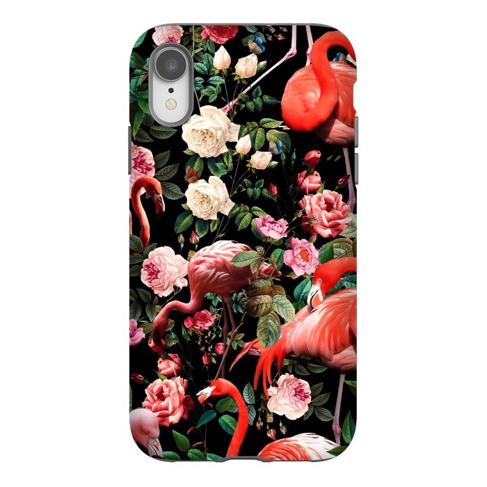 iPhone Xr StrongFit Floral and Flemingo Pattern by Burcu Korkmazyurek