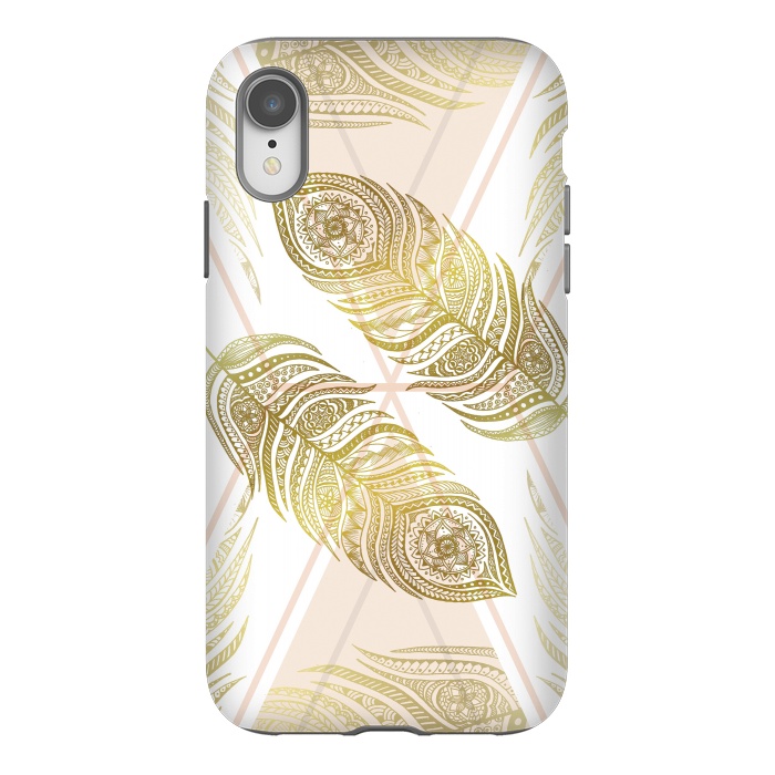 iPhone Xr StrongFit Gold Feathers by Barlena