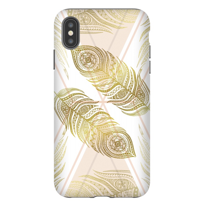 iPhone Xs Max StrongFit Gold Feathers by Barlena