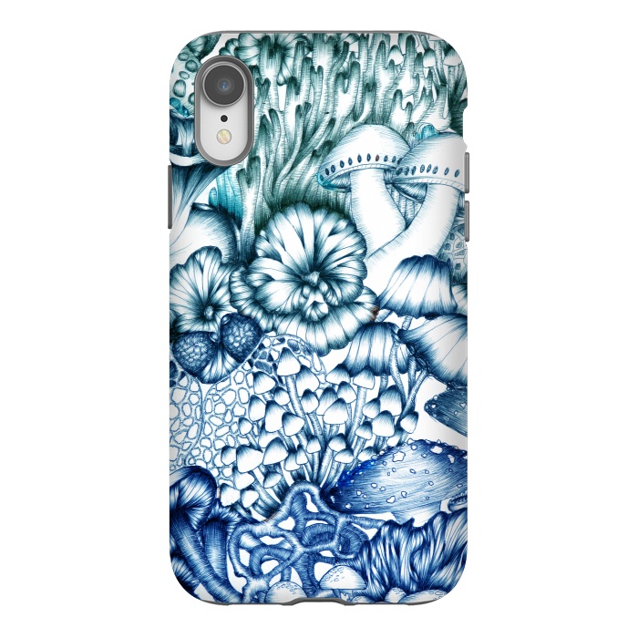 iPhone Xr StrongFit A Medley of Mushrooms in Blue by ECMazur 