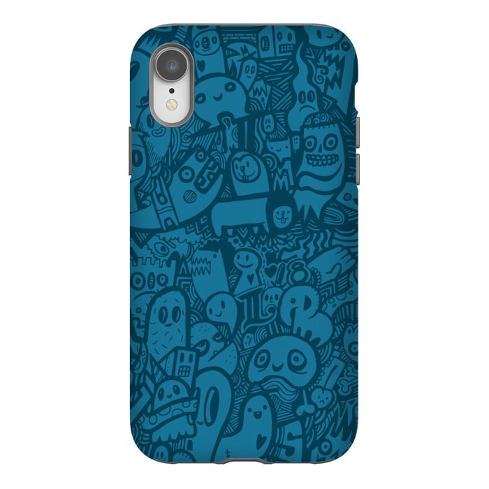 iPhone Xr StrongFit Blue Doodle by Wotto
