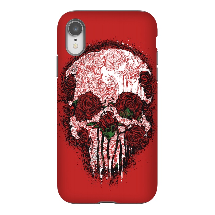 iPhone Xr StrongFit Skull Roses by Branko Ricov