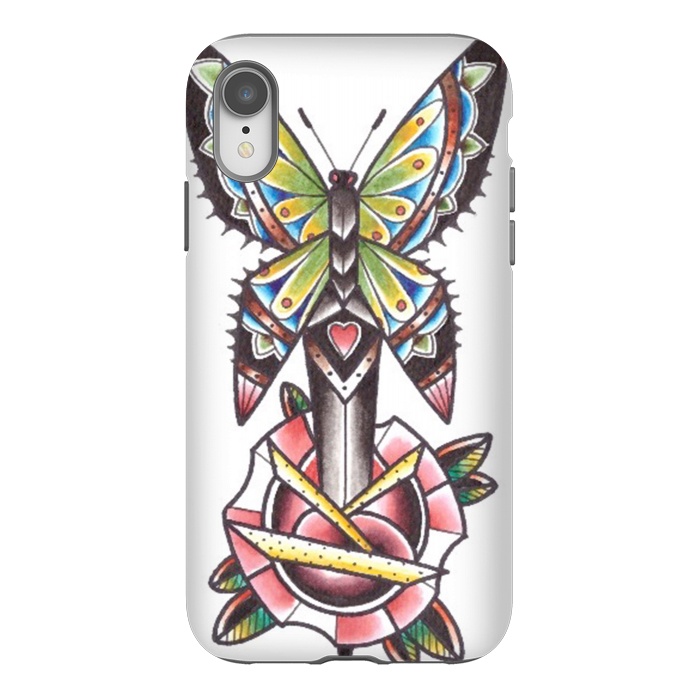 iPhone Xr StrongFit Butterfly dagger rose by Evaldas Gulbinas 