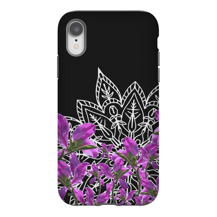 iPhone Xr StrongFit Mandala + Purple Vines by Zala Farah