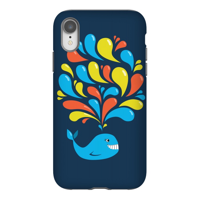 iPhone Xr StrongFit Cute Colorful Splash Cartoon Blue Whale by Boriana Giormova