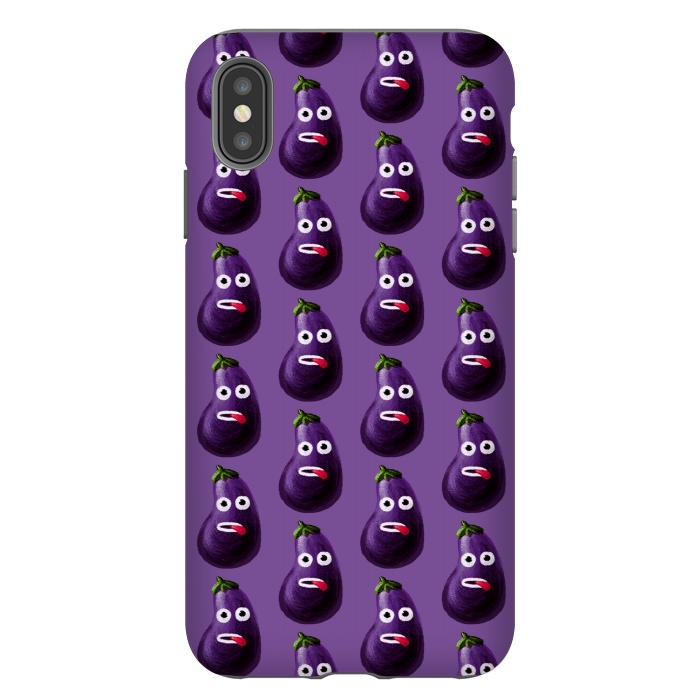 iPhone Xs Max StrongFit Purple Funny Cartoon Eggplant Pattern by Boriana Giormova