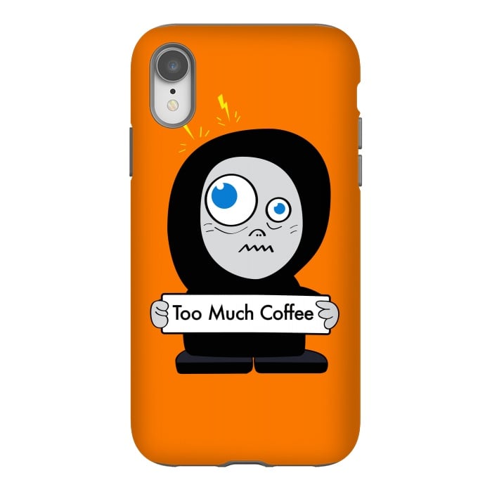 iPhone Xr StrongFit Funny Cartoon Character Too Much Coffee by Boriana Giormova