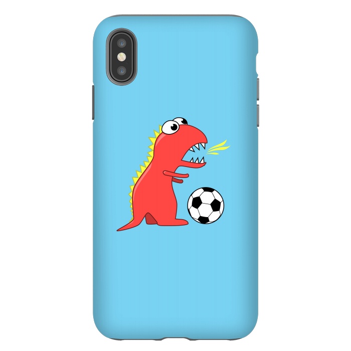 iPhone Xs Max StrongFit Funny Cartoon Dinosaur Soccer Player by Boriana Giormova