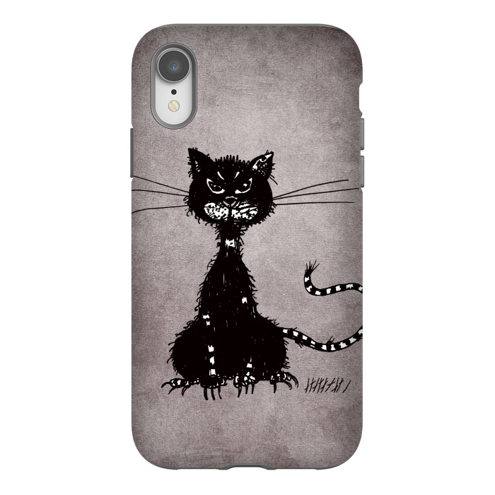iPhone Xr StrongFit Ragged Evil Black Cat by Boriana Giormova