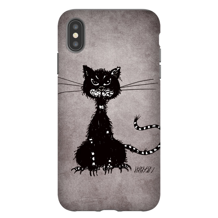 iPhone Xs Max StrongFit Ragged Evil Black Cat by Boriana Giormova