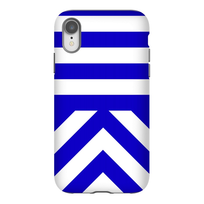 iPhone Xr StrongFit Blue Stripes by Caitlin Workman