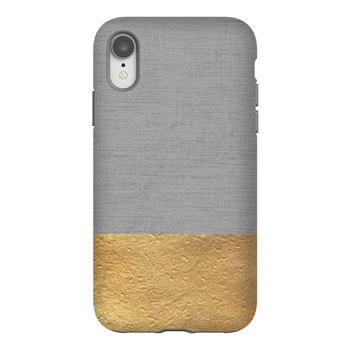 iPhone Xr StrongFit Color Blocked Gold and Grey by Caitlin Workman