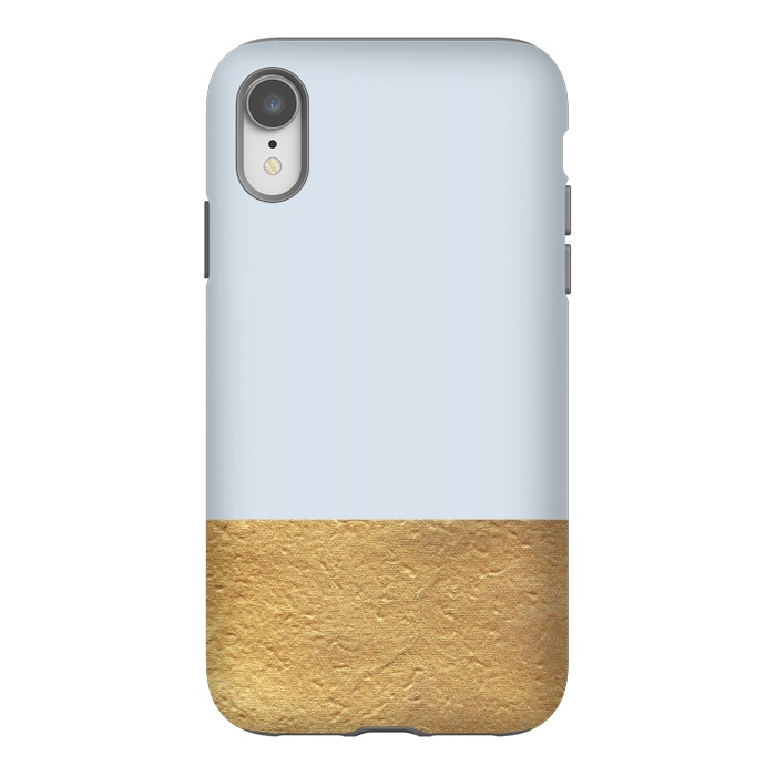 iPhone Xr StrongFit Color Block Light Blue and Gold by Caitlin Workman