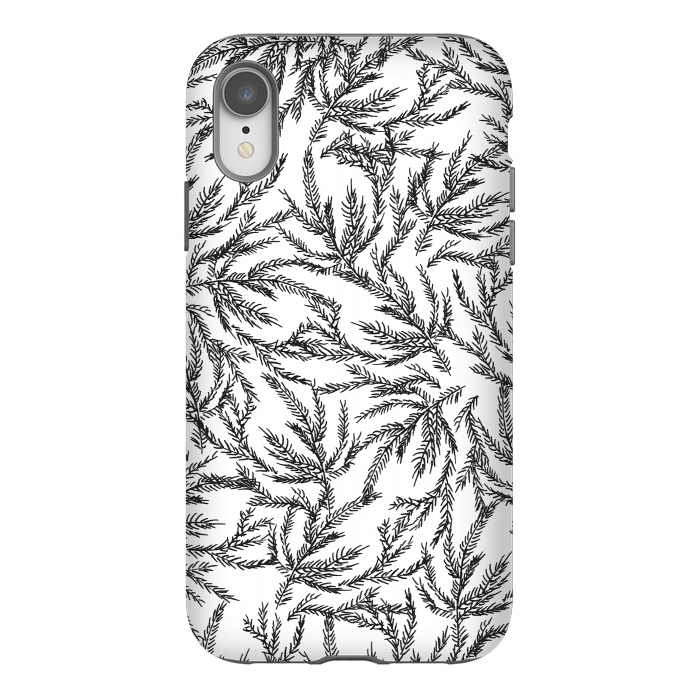 iPhone Xr StrongFit Black Coral Ferns by Caitlin Workman