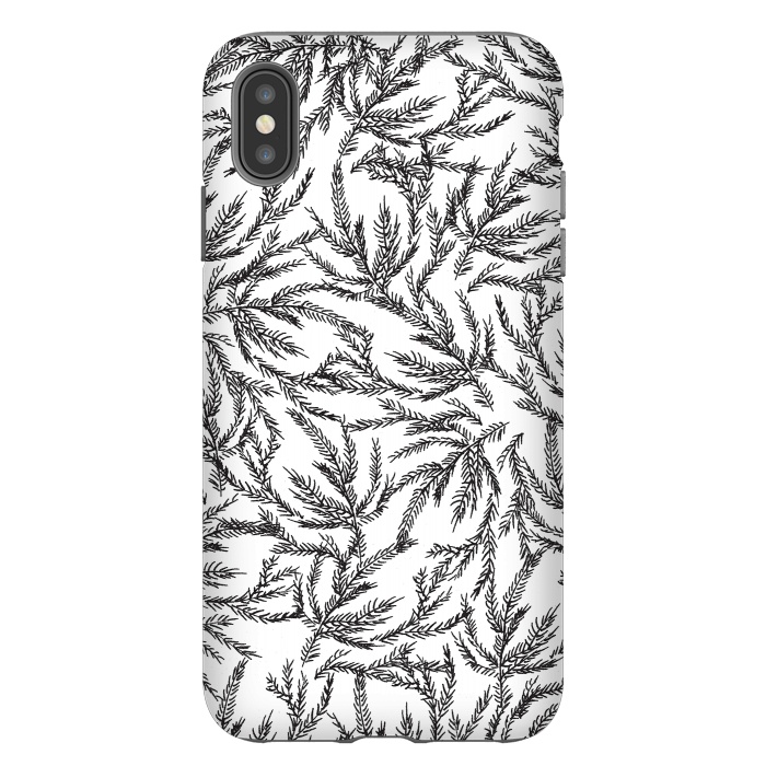 iPhone Xs Max StrongFit Black Coral Ferns by Caitlin Workman