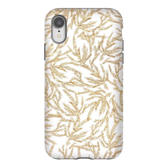 iPhone Xr StrongFit Gold Ferns by Caitlin Workman