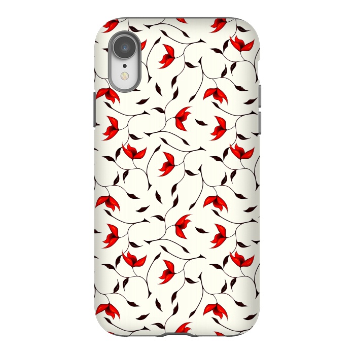 iPhone Xr StrongFit Beautiful Strange Red Flowers Pattern by Boriana Giormova
