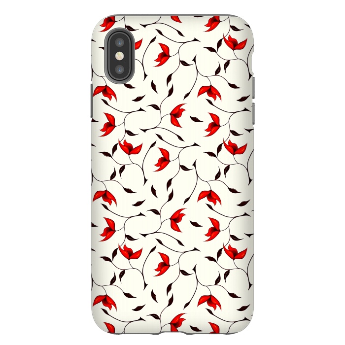 iPhone Xs Max StrongFit Beautiful Strange Red Flowers Pattern by Boriana Giormova