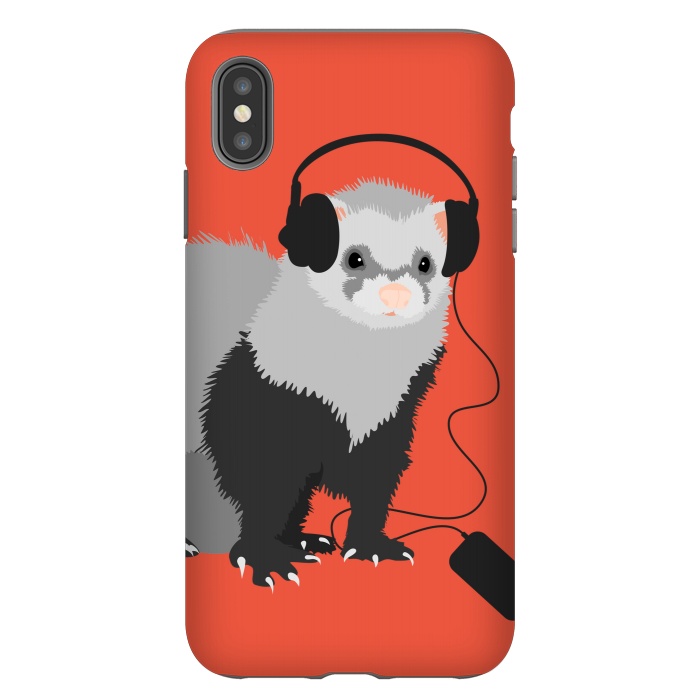 iPhone Xs Max StrongFit Funny Music Lover Ferret by Boriana Giormova